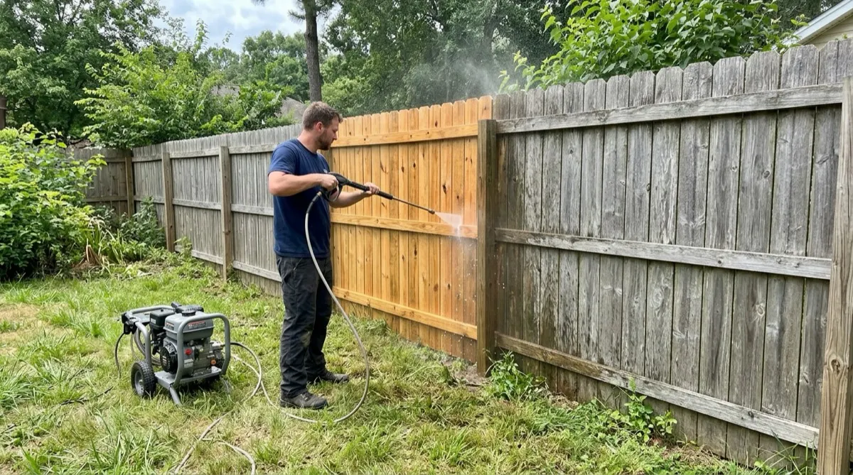 Bringing a weathered fence back to bare wood